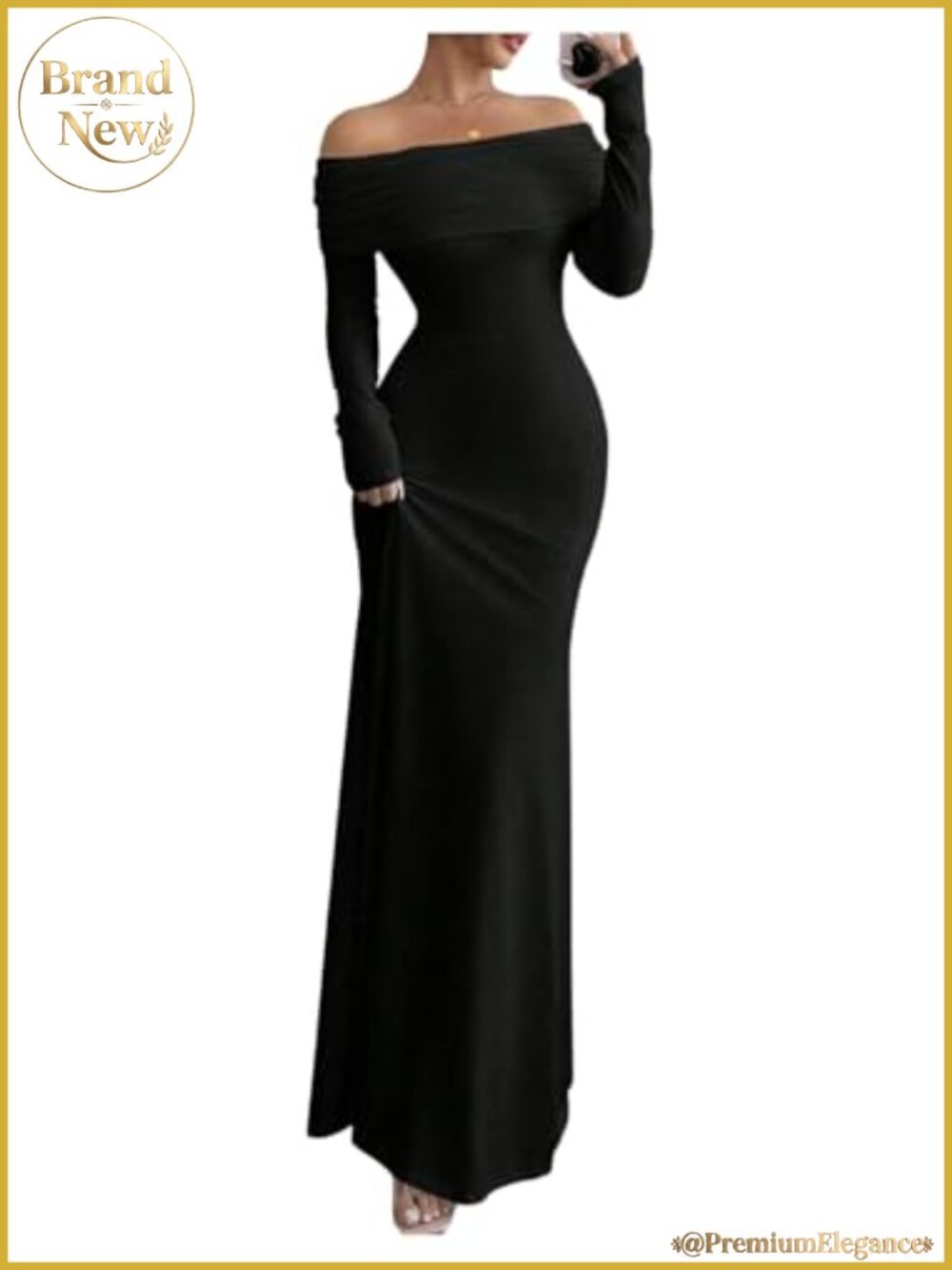Off Shoulder Long Sleeve Bodycon Maxi Dress Formal Party
